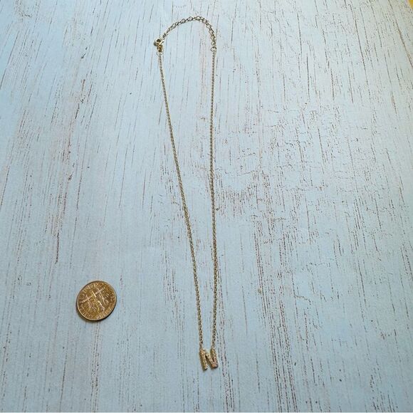 Sterling Silver Gold Wash N Initial Crystal Necklace - Picture 1 of 3